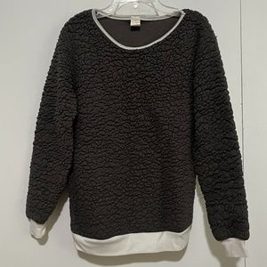 S Grey and White Fuzzy Pajama Top